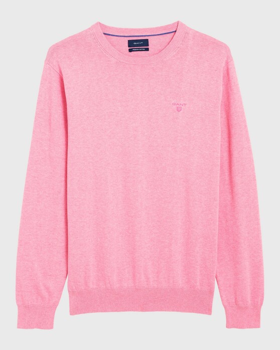 Gant Lightweight Cotton Round-Neck Pullover Light Pink Melange
