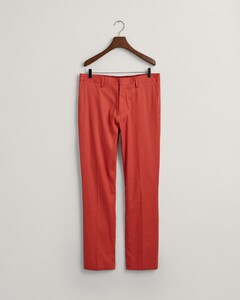 Gant Linen Cotton Blend Pressed Crease Detail Pants Iron Red