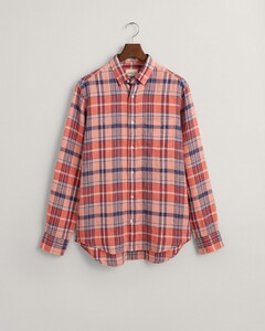 Gant Linen Madras Check Button Down Shirt Peachy Pink