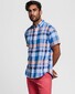 Gant Linen Madras Short Sleeve Shirt Hamptons Blue