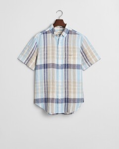 Gant Linen Madras Short Sleeve Shirt Sand