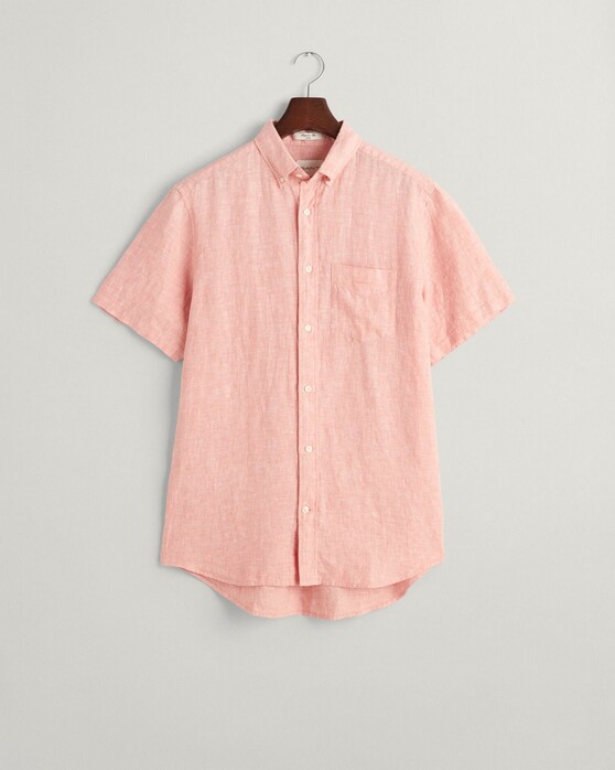 Gant Linen Short Sleeve Button Down Shirt Peachy Pink