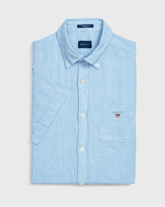 Gant Linen Short Sleeve Shirt Capri Blue