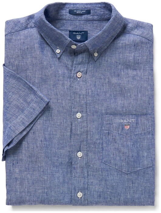 Gant Linen Short Sleeve Shirt Yale Blue