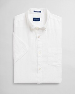 Gant Linnen Button Down Short Sleeve Overhemd Wit