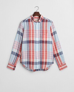 Gant Linnen Madras Check Button-Down Overhemd Brick Red