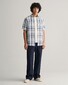 Gant Linnen Madras Check Button Down Short Sleeve Overhemd Eggshell