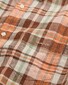 Gant Linnen Madras Check Short Sleeve Button Down Overhemd Apricot Orange