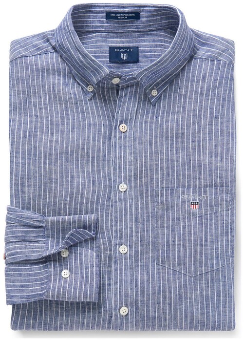 Gant Linnen Pinstripe Shirt Yale Blue