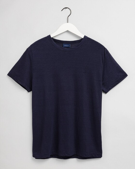 Gant Linnen Ronde Hals T-Shirt Avond Blauw
