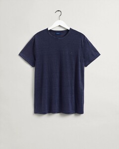 Gant Linnen Short Sleeve Round Neck T-Shirt Avond Blauw