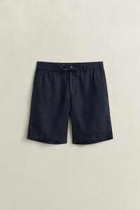 Gant Linnen Solid Color Drawstring Bermuda Avond Blauw