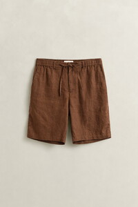 Gant Linnen Solid Color Drawstring Bermuda Mahogany Brown