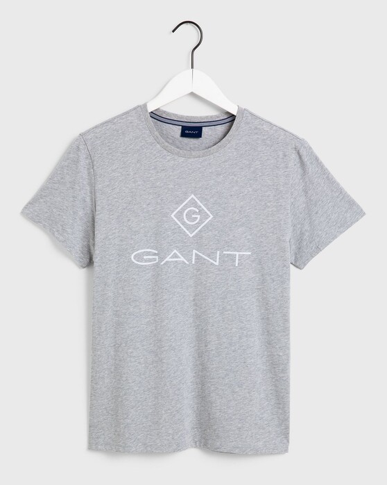 Gant Logo Diamond T-Shirt Grijs Melange