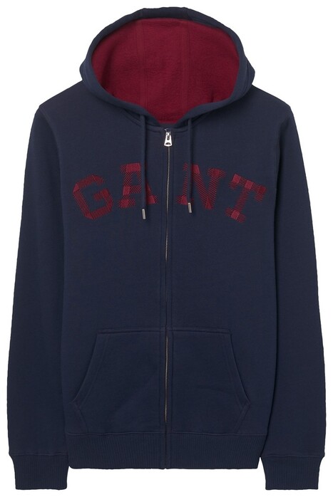 Gant Logo Full Zip Hoodie Vest Avond Blauw