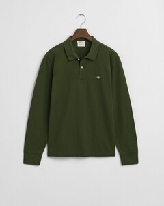Gant Long Sleeve Piqué Uni Fine Shield Embroidery Polo Country Green