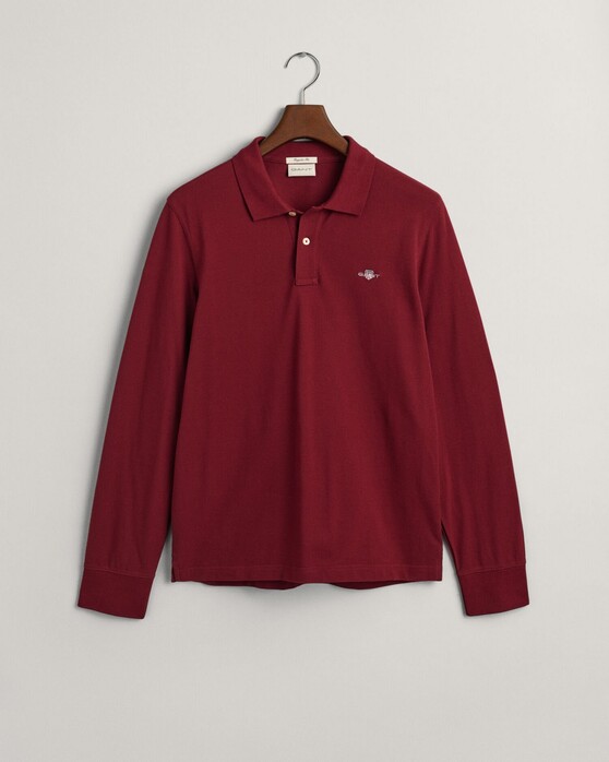Gant Long Sleeve Piqué Uni Fine Shield Embroidery Polo Plumped Red