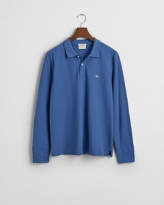 Gant Long Sleeve Piqué Uni Fine Shield Embroidery Polo Vintage Blue