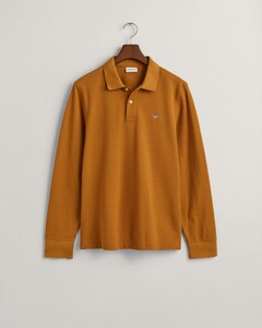 Gant Long Sleeve Piqué Uni Fine Shield Embroidery Polo Warm Brown