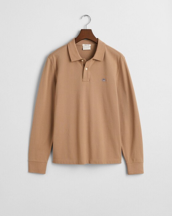 Gant Long Sleeve Piqué Uni Fine Shield Embroidery Polo Warm Khaki