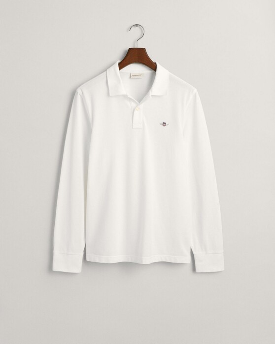 Gant Long Sleeve Piqué Uni Fine Shield Embroidery Polo Wit