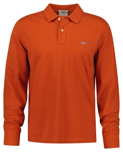 Gant Long Sleeve Piqué Uni Fine Shield Embroidery Poloshirt Deep Orange