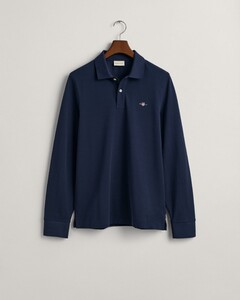 Gant Long Sleeve Piqué Uni Fine Shield Embroidery Poloshirt Evening Blue