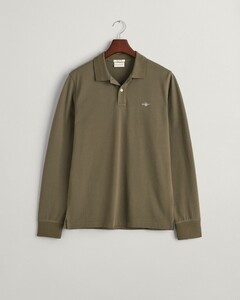 Gant Long Sleeve Piqué Uni Fine Shield Embroidery Poloshirt Juniper Green