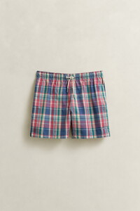 Gant Madras Check Swim Short Rose Red