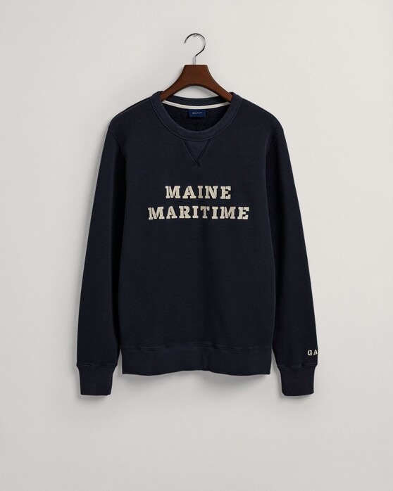 Gant Maine Maritime Crew Neck Pullover Evening Blue