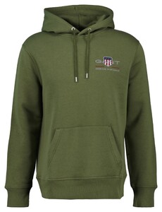 Gant Medium Archive Shield Hoodie Kangaroo Pocket Pullover Moss Green