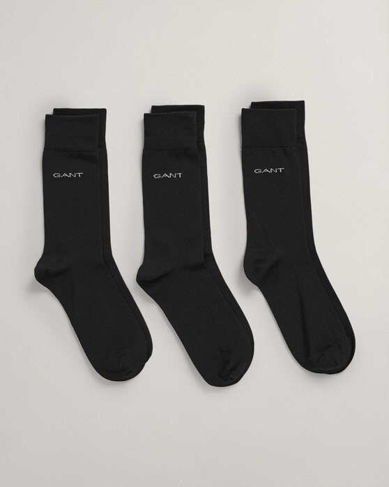 Gant Mercerized Cotton Socks 3Pack Sokken Zwart