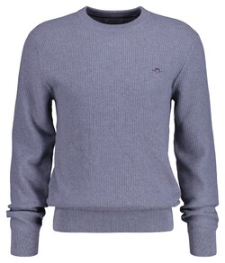 Gant Micro Cotton Texture Ronde Hals Rib Endings Trui Grijs Melange