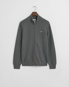 Gant Micro Texture Organic Cotton Knit Two-Way Zip Vest Dark Grey Melange