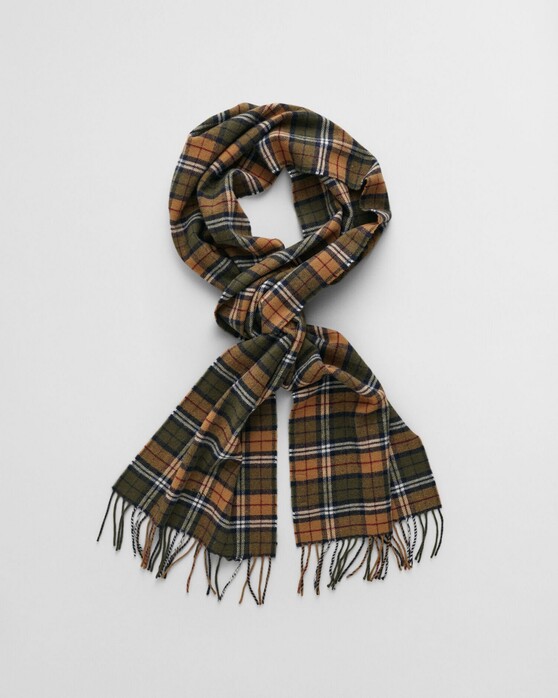 Gant Multi Check Wool Scarf Dark Earthy Green