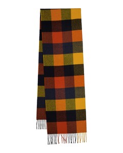 Gant Multi Checked Wool Scarf Deep Orange