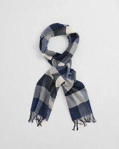 Gant Multi Checked Wool Scarf Grey Melange