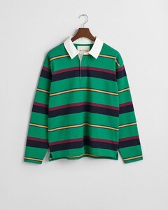 Gant Multi Stripe Heavy Rugger Trui Green Peas