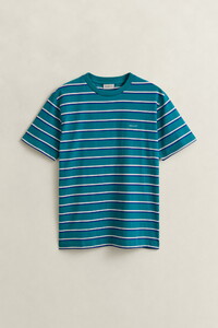 Gant Multistripe Organic Cotton Crew Neck T-Shirt Aqua Blue