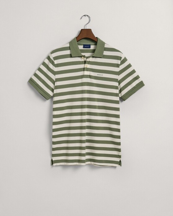Gant Multistripe Short Sleeve Pique Poloshirt Kalamata Green