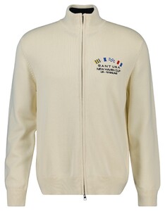 Gant Nautical Flags Zipped Cardigan Vest Cream