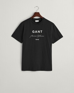 Gant Organic Cotton Logo Pattern 1949 American Sportswear T-Shirt Black