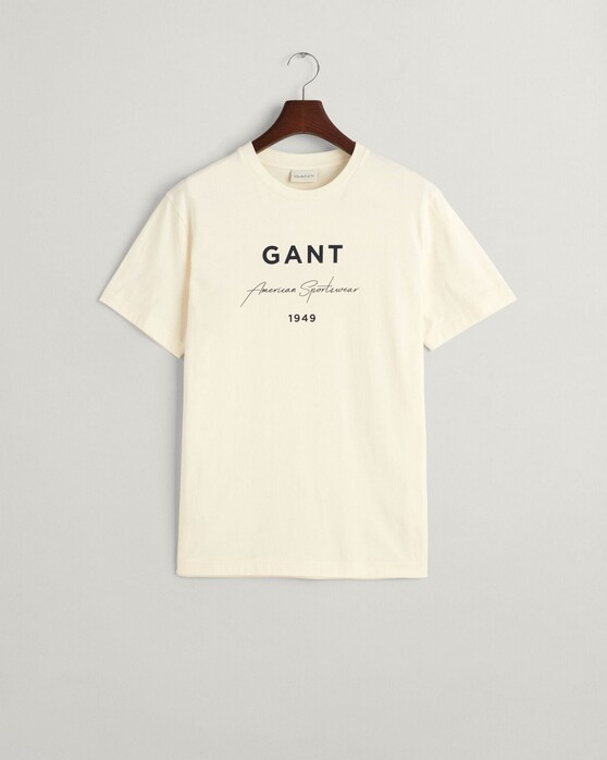 Gant Organic Cotton Logo Pattern 1949 American Sportswear T-Shirt Crème