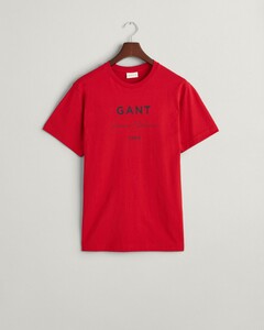 Gant Organic Cotton Logo Pattern 1949 American Sportswear T-Shirt Ruby Red