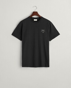 Gant Organic Cotton Small Graphic Logo Crew Neck T-Shirt Black