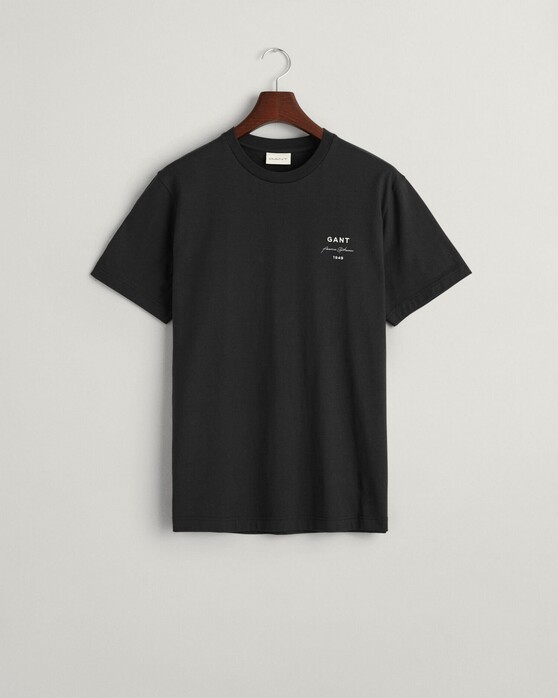 Gant Organic Cotton Small Graphic Logo Crew Neck T-Shirt Black