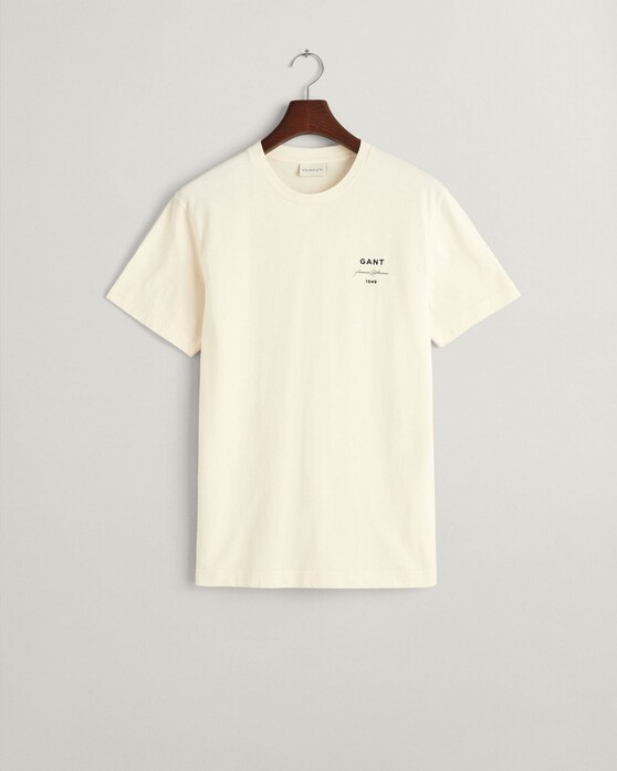 Gant Organic Cotton Small Graphic Logo Crew Neck T-Shirt Crème
