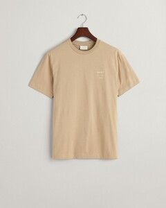 Gant Organic Cotton Small Graphic Logo Crew Neck T-Shirt Dried Khaki