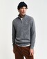 Gant Organic Cotton Textured Half Zip Pullover Dark Grey Melange