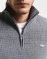 Gant Organic Cotton Textured Half Zip Pullover Dark Grey Melange